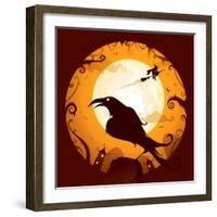 Halloween - Crow in Halloween Night-ori-artiste-Framed Art Print