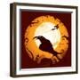 Halloween - Crow in Halloween Night-ori-artiste-Framed Art Print