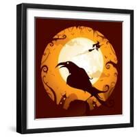 Halloween - Crow in Halloween Night-ori-artiste-Framed Art Print