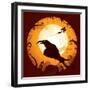 Halloween - Crow in Halloween Night-ori-artiste-Framed Art Print