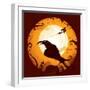 Halloween - Crow in Halloween Night-ori-artiste-Framed Art Print