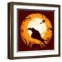 Halloween - Crow in Halloween Night-ori-artiste-Framed Art Print
