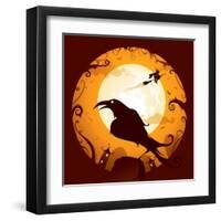 Halloween - Crow in Halloween Night-ori-artiste-Framed Art Print