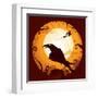 Halloween - Crow in Halloween Night-ori-artiste-Framed Art Print