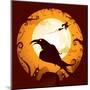 Halloween - Crow in Halloween Night-ori-artiste-Mounted Art Print