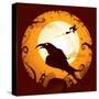 Halloween - Crow in Halloween Night-ori-artiste-Stretched Canvas