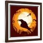 Halloween - Crow in Halloween Night-ori-artiste-Framed Art Print