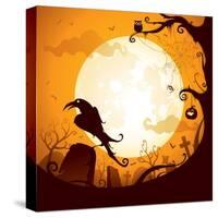 Halloween - Crow on the Graveyard-ori-artiste-Stretched Canvas