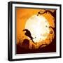 Halloween - Crow on the Graveyard-ori-artiste-Framed Art Print