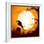 Halloween - Crow on the Graveyard-ori-artiste-Framed Art Print