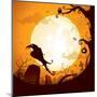 Halloween - Crow on the Graveyard-ori-artiste-Mounted Art Print