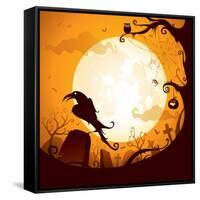 Halloween - Crow on the Graveyard-ori-artiste-Framed Stretched Canvas