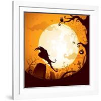 Halloween - Crow on the Graveyard-ori-artiste-Framed Art Print