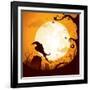 Halloween - Crow on the Graveyard-ori-artiste-Framed Art Print