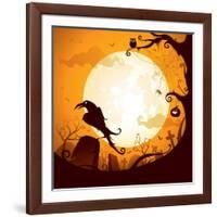 Halloween - Crow on the Graveyard-ori-artiste-Framed Art Print