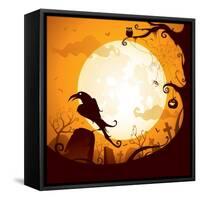 Halloween - Crow on the Graveyard-ori-artiste-Framed Stretched Canvas