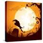 Halloween - Crow on the Graveyard-ori-artiste-Stretched Canvas