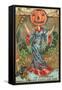 Halloween, Geisha with Jack O'Lantern Head-null-Framed Stretched Canvas