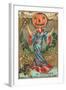 Halloween, Geisha with Jack O'Lantern Head-null-Framed Art Print