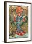 Halloween, Geisha with Jack O'Lantern Head-null-Framed Art Print