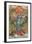 Halloween, Geisha with Jack O'Lantern Head-null-Framed Art Print