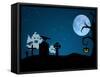 Halloween Ghosts in Graveyard-SorayaShan-Framed Stretched Canvas