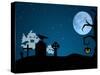 Halloween Ghosts in Graveyard-SorayaShan-Stretched Canvas