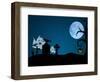 Halloween Ghosts in Graveyard-SorayaShan-Framed Art Print