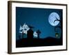 Halloween Ghosts in Graveyard-SorayaShan-Framed Art Print