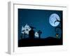 Halloween Ghosts in Graveyard-SorayaShan-Framed Art Print