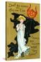 Halloween, Girl and Jack O'Lantern Goblin-null-Stretched Canvas