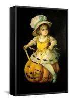 Halloween Girl Blue Blow-Vintage Apple Collection-Framed Stretched Canvas