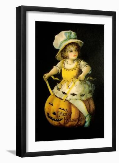 Halloween Girl Blue Blow-Vintage Apple Collection-Framed Giclee Print