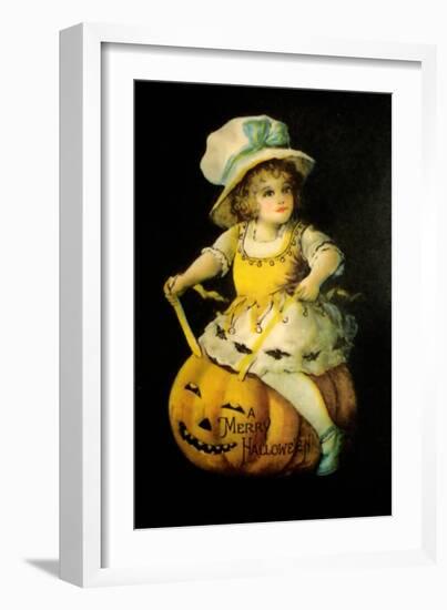 Halloween Girl Blue Blow-Vintage Apple Collection-Framed Giclee Print