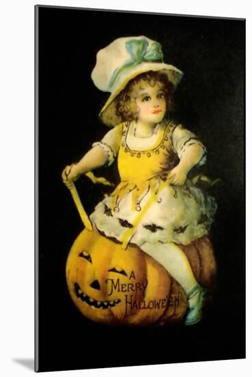 Halloween Girl Blue Blow-Vintage Apple Collection-Mounted Giclee Print