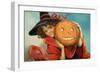 Halloween Girl Blue Sky Pumpkin-Vintage Apple Collection-Framed Giclee Print