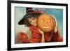 Halloween Girl Blue Sky Pumpkin-Vintage Apple Collection-Framed Giclee Print