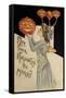 Halloween Girl Holding Pumpkin-Vintage Apple Collection-Framed Stretched Canvas