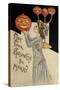 Halloween Girl Holding Pumpkin-Vintage Apple Collection-Stretched Canvas