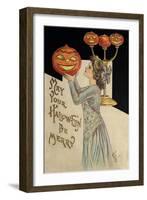 Halloween Girl Holding Pumpkin-Vintage Apple Collection-Framed Giclee Print