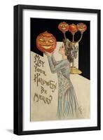 Halloween Girl Holding Pumpkin-Vintage Apple Collection-Framed Giclee Print