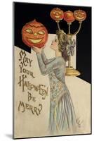 Halloween Girl Holding Pumpkin-Vintage Apple Collection-Mounted Giclee Print