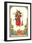 Halloween, Girl Witch with Cats-null-Framed Art Print