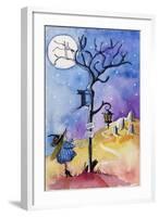 Halloween Graveyard Black Cat Keep Out-sylvia pimental-Framed Art Print