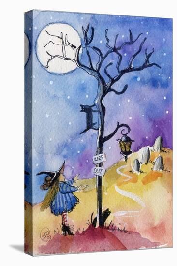 Halloween Graveyard Black Cat Keep Out-sylvia pimental-Stretched Canvas