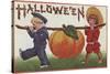 Halloween Greeting - Carrying Pumpkin-Lantern Press-Stretched Canvas