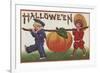 Halloween Greeting - Carrying Pumpkin-Lantern Press-Framed Art Print