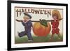 Halloween Greeting - Carrying Pumpkin-Lantern Press-Framed Art Print