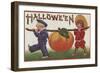 Halloween Greeting - Carrying Pumpkin-Lantern Press-Framed Art Print