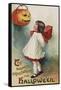 Halloween Greeting - Girl in Red and White-Lantern Press-Framed Stretched Canvas